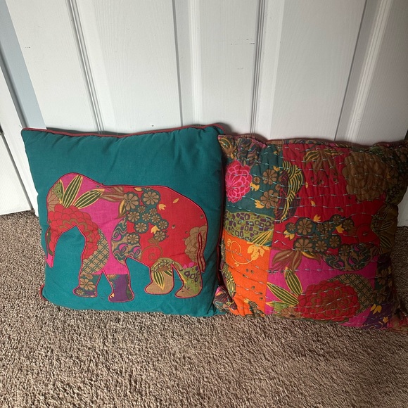 Other - ELEPHANT PATCHWORK DECORATIVE THROW PILLOWS Set OF 2